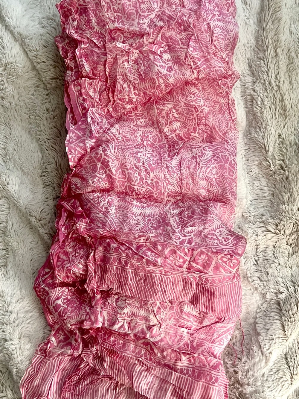 Pink Floral Hand-Batiked Lightweight Silk Women's Scarf